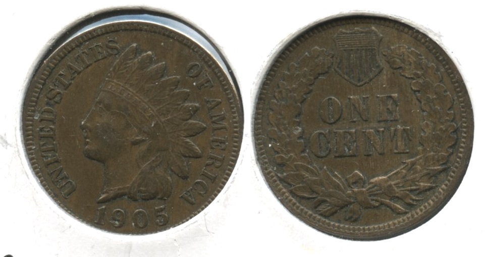 1905 Indian Head Cent EF-40 #r Obverse Mark