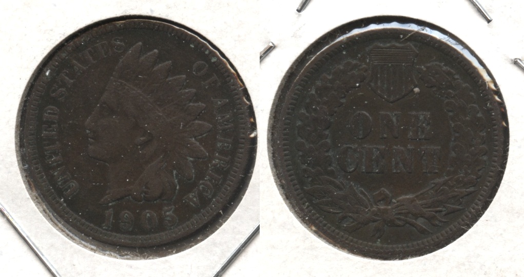 1905 Indian Head Cent Fine-12 #w Bit Dark