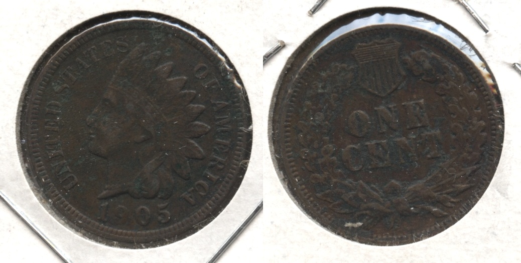 1905 Indian Head Cent Fine-12 #x Bit Dark