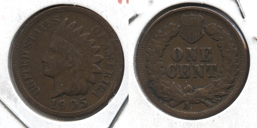 1905 Indian Head Cent Good-4 #m Cleaned Retoned