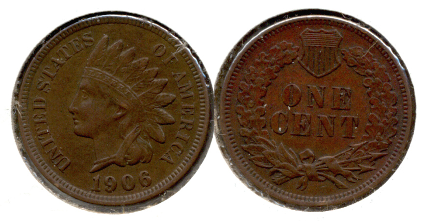 1906 Indian Head Cent AU-50 t