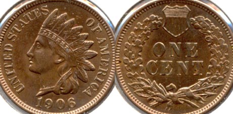 1906 Indian Head Cent AU-55 a