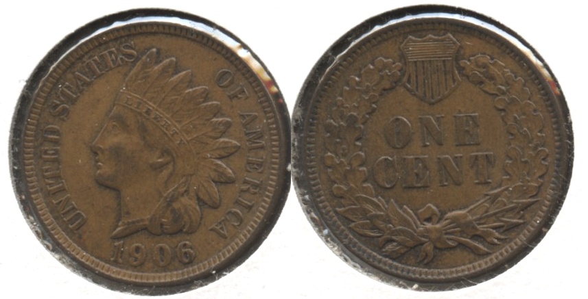 1906 Indian Head Cent AU-58 #b