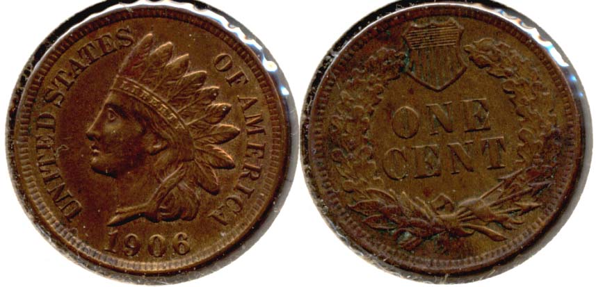 1906 Indian Head Cent MS-60 a Cleaned