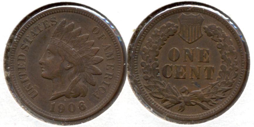 1906 Indian Head Cent VF-20 aa Cleaned Retoned