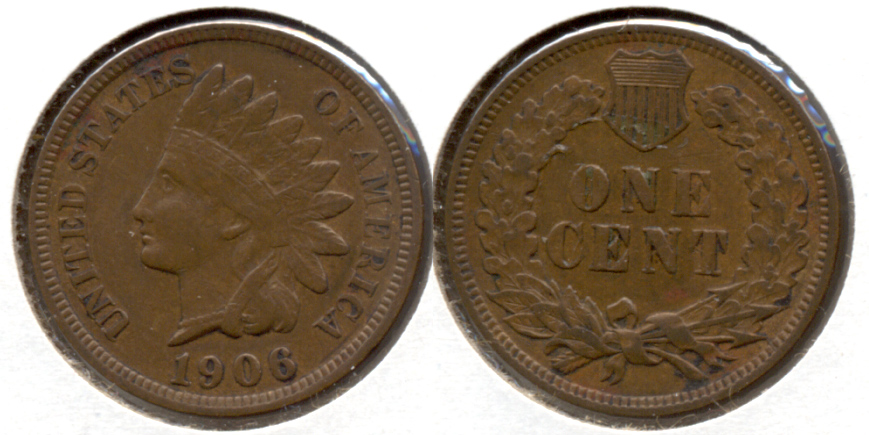 1906 Indian Head Cent VF-20 z Reverse Matter