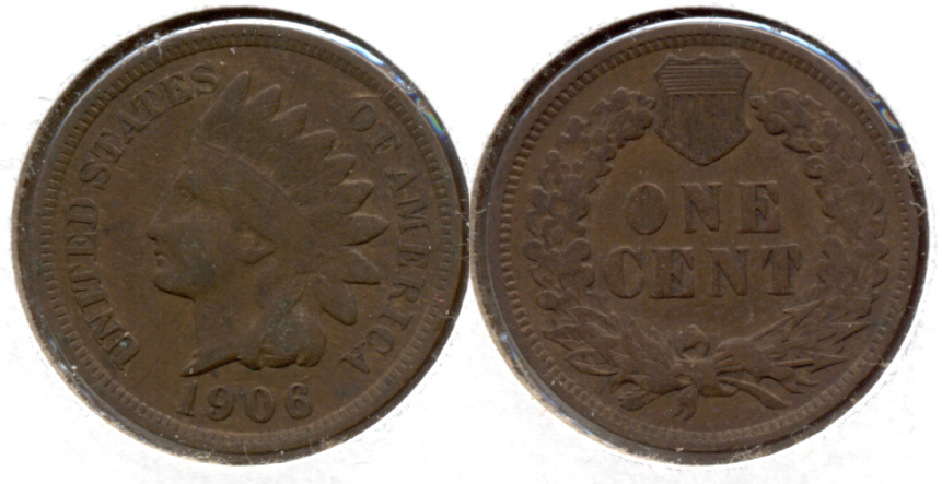 1906 Indian Head Cent VG-8 q