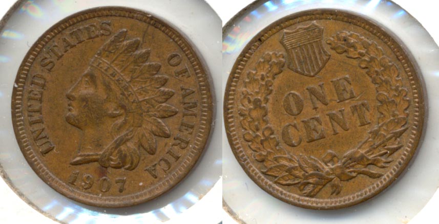 1907 Indian Head Cent AU-50 l