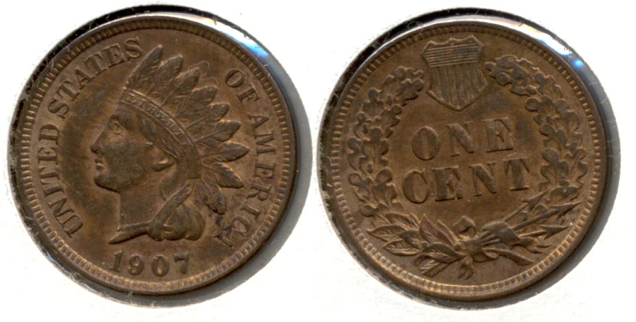 1907 Indian Head Cent AU-55 e
