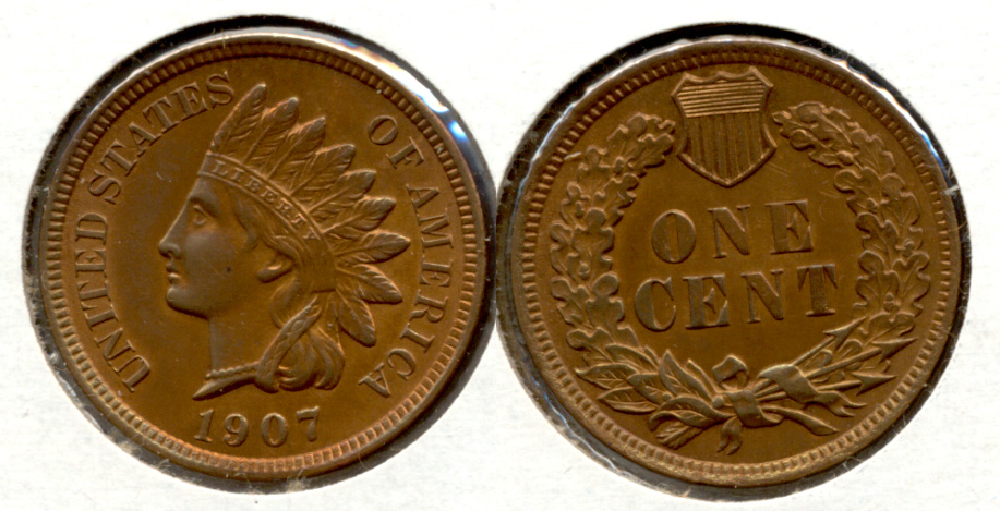 1907 Indian Head Cent AU-55 f