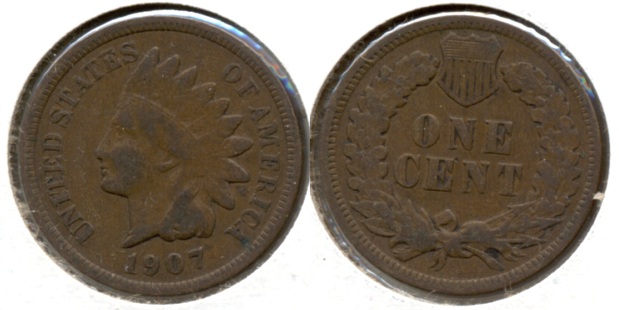 1907 Indian Head Cent Fine-12 a