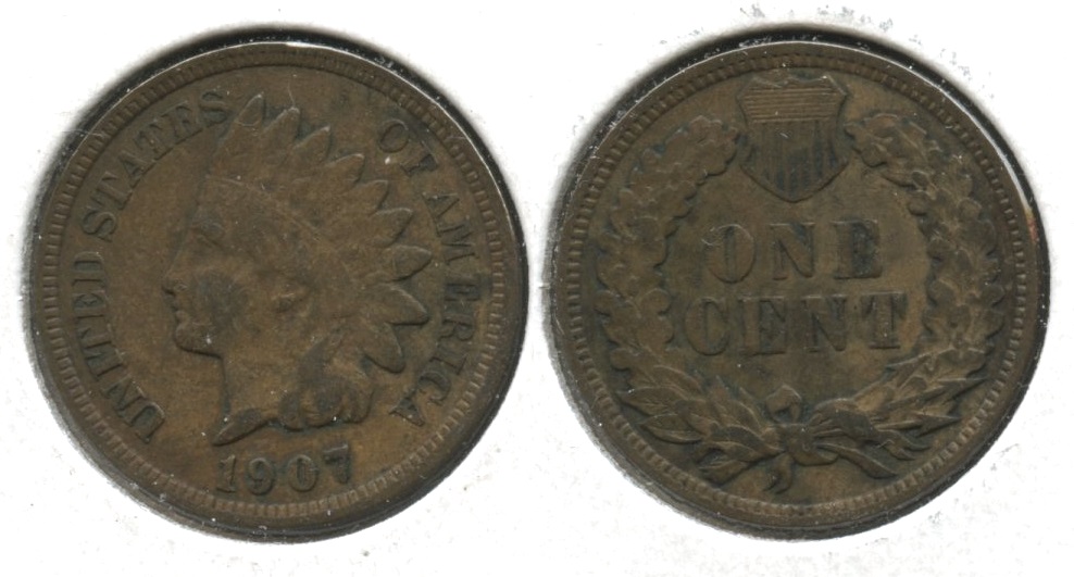 1907 Indian Head Cent Fine-12 #ag