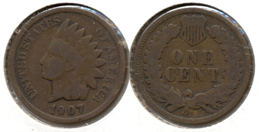 1907 Indian Head Cent Good-4 e