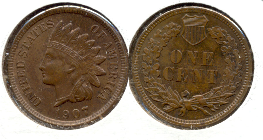 1907 Indian Head Cent MS-60 Brown b