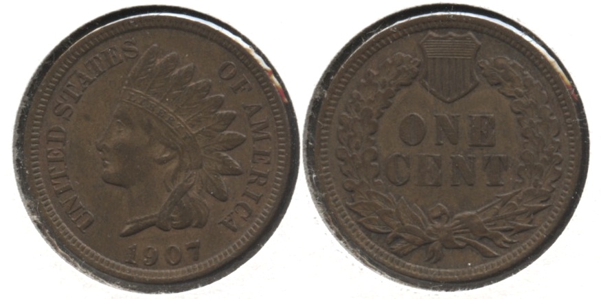 1907 Indian Head Cent MS-60 Brown #d