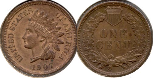 1907 Indian Head Cent MS-63 Brown a
