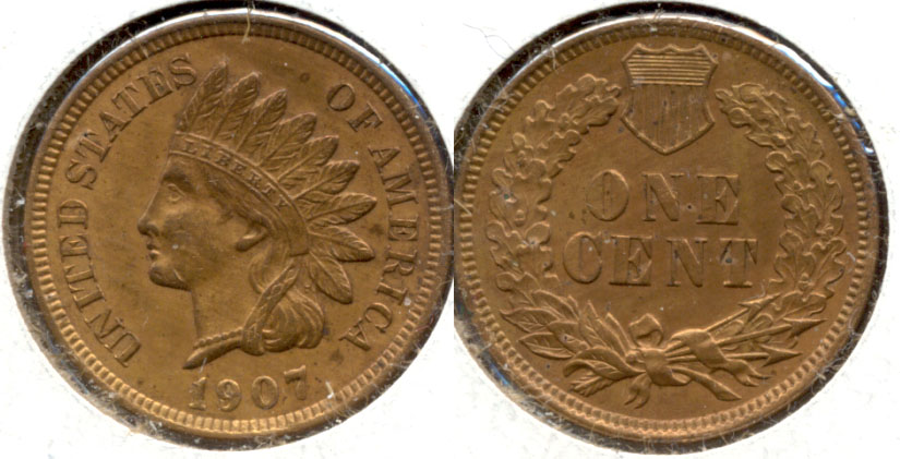 1907 Indian Head Cent MS-63 Red Brown