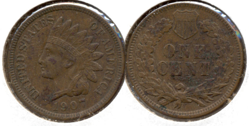 1907 Indian Head Cent VF-20 Verdigris