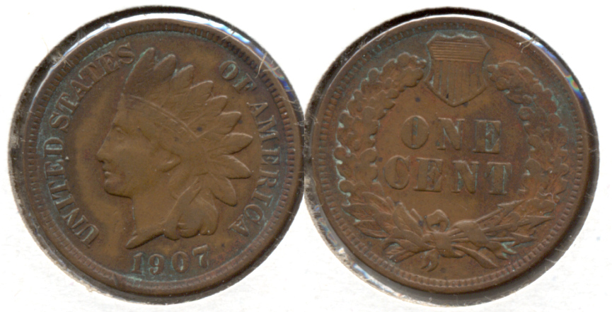 1907 Indian Head Cent VF-20 a Verdigris