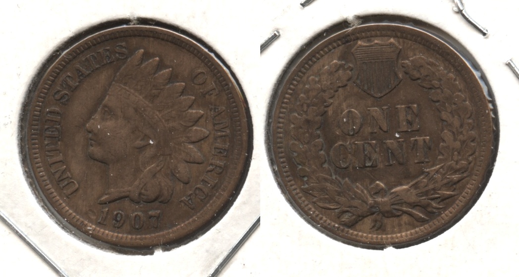 1907 Indian Head Cent VF-20 #cf Cleaned Retoned