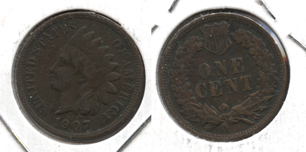 1907 Indian Head Cent VF-20 #cl Dark