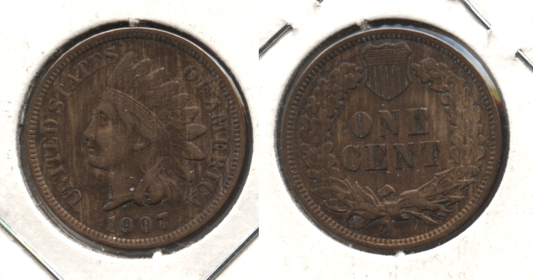 1907 Indian Head Cent VF-20 #cm Cleaned Retoned