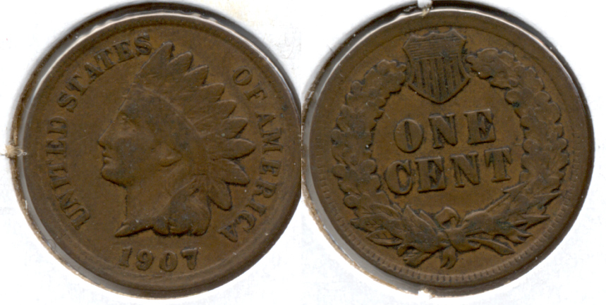 1907 Indian Head Cent VG-8 r