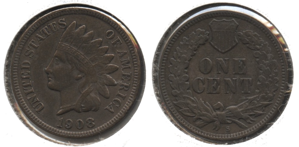 1908-S Indian Head Cent EF-45
