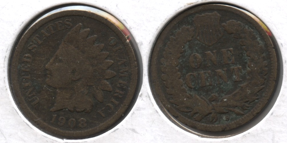1908-S Indian Head Cent Good-4 Bit Dark