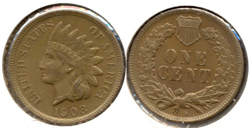 1908-S Indian Head Cent MS-63 Brown
