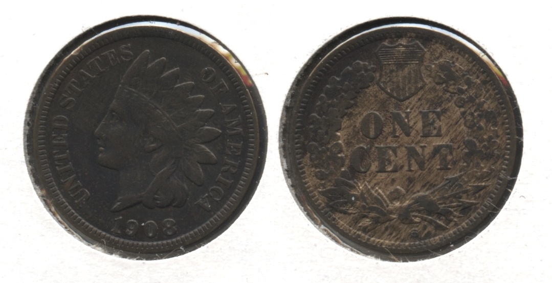 1908-S Indian Head Cent VF-20 #g Cleaned Retoned