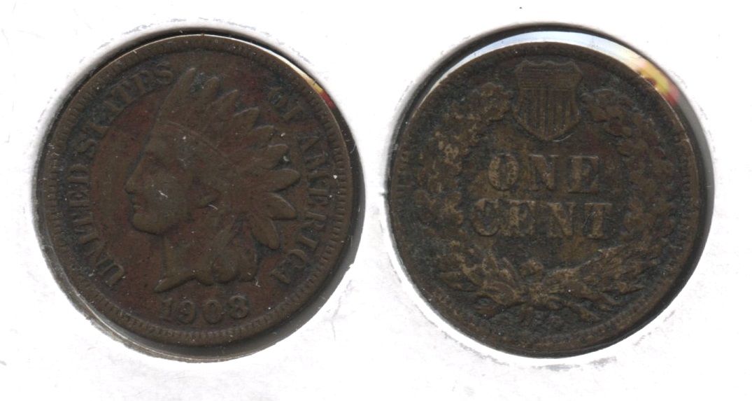 1908-S Indian Head Cent VF-20 #k Porous Reverse