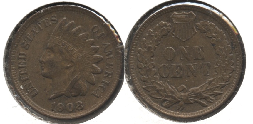 1908 Indian Head Cent AU-55 #b