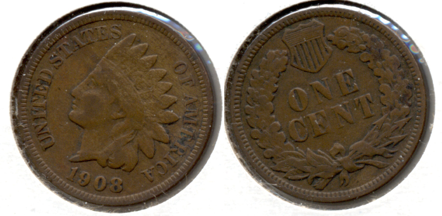 1908 Indian Head Cent Fine-12 a