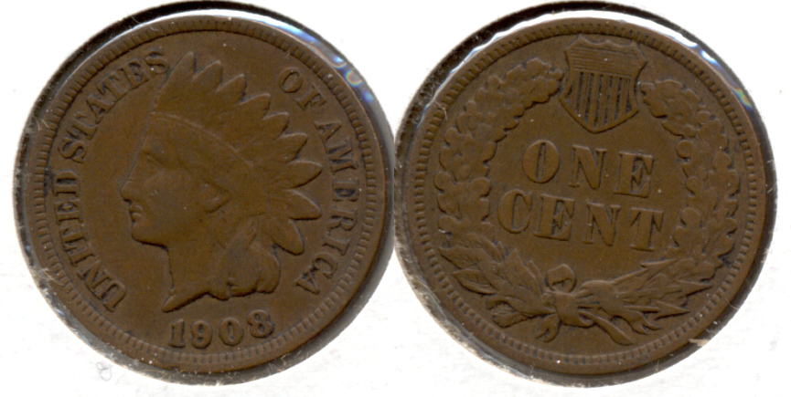 1908 Indian Head Cent Fine-12 b