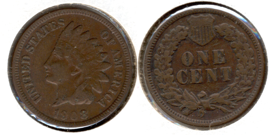 1908 Indian Head Cent Fine-12 h