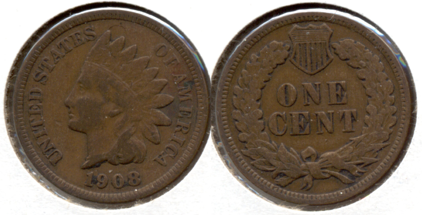 1908 Indian Head Cent Fine-12 m