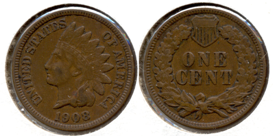 1908 Indian Head Cent VF-20 a