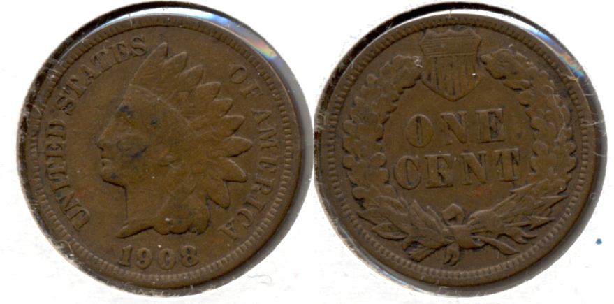 1908 Indian Head Cent VG-8 d