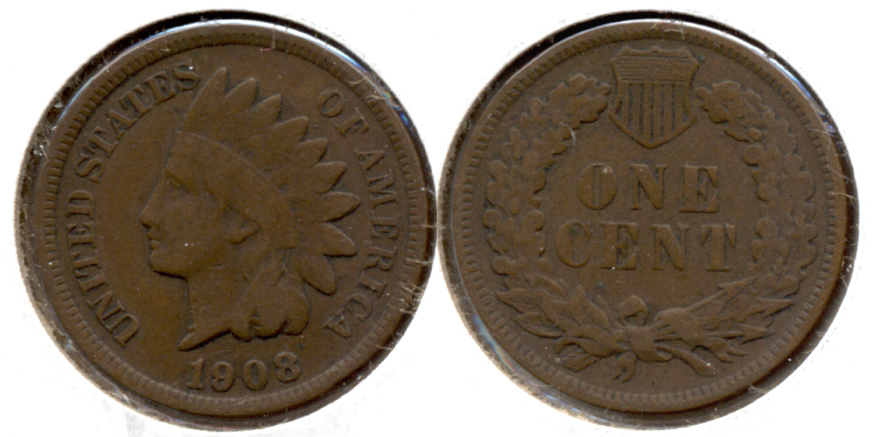 1908 Indian Head Cent VG-8 e