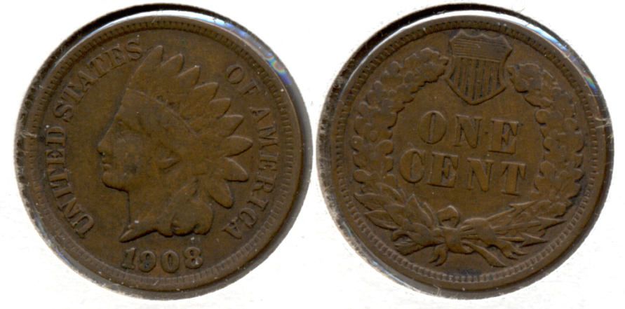 1908 Indian Head Cent VG-8 f