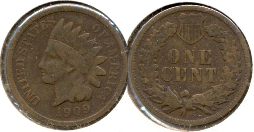 1909-S Indian Head Cent VG-8
