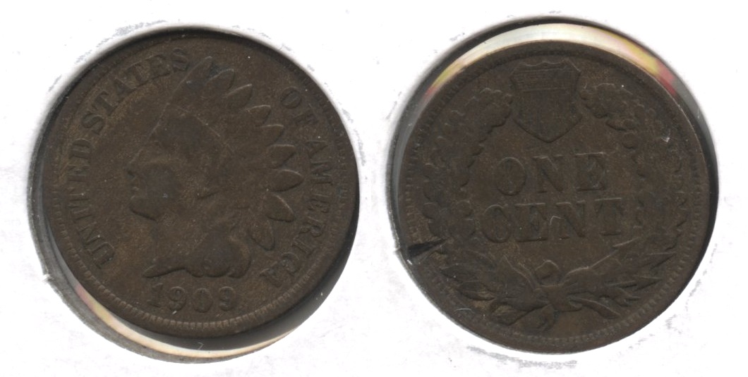 1909 Indian Head Cent Good-4 #bb Reverse Notch