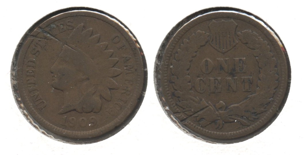 1909 Indian Head Cent Good-4 #bc Scrapes