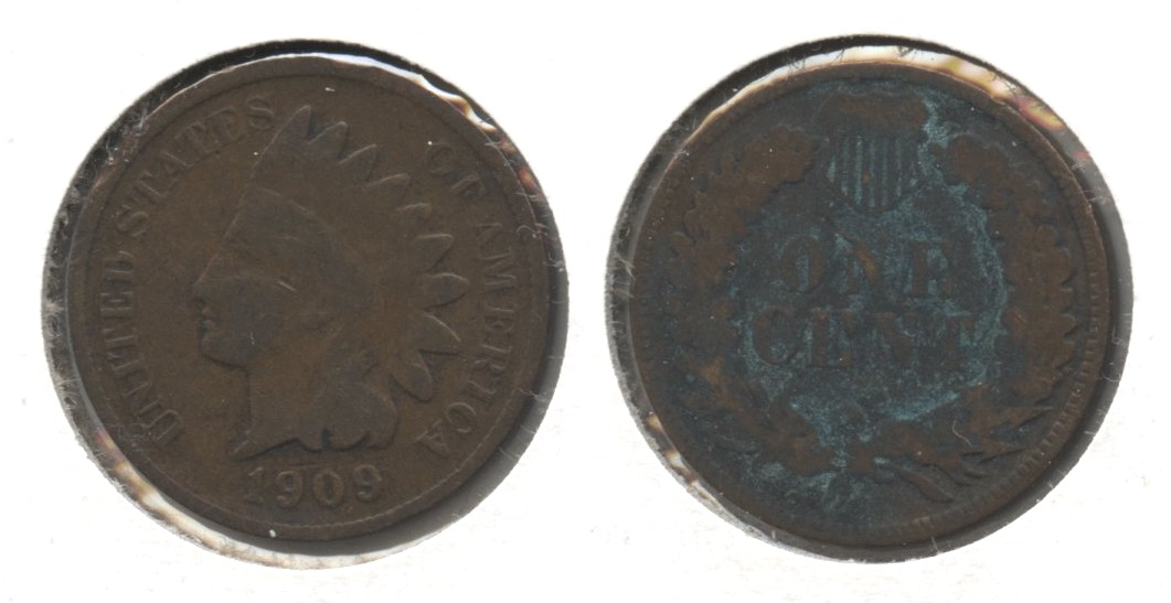1909 Indian Head Cent Good-4 #be Reverse Corrosion