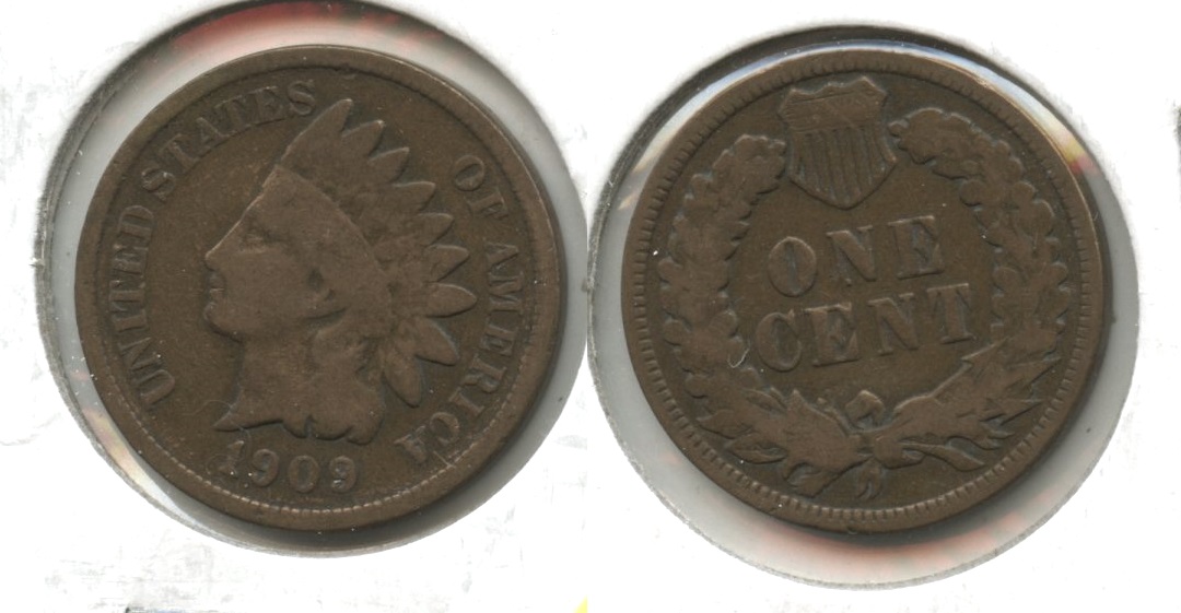 1909 Indian Head Cent Good-4 #bi Cleaned Retoned
