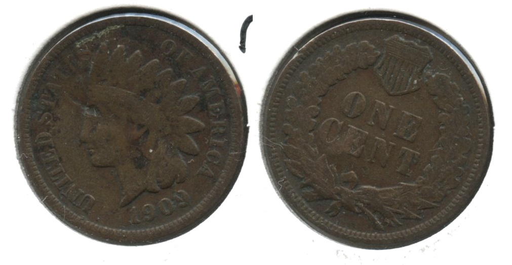 1909 Indian Head Cent VG-8 #t Obverse Hit