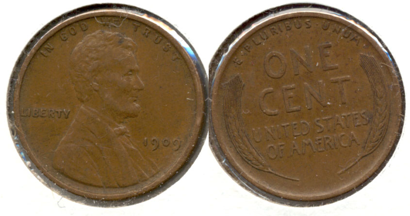 1909 Lincoln Cent AU-50 a