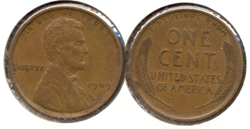 1909 Lincoln Cent AU-50 k