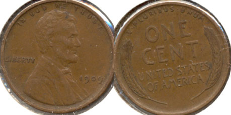 1909 Lincoln Cent AU-50 q